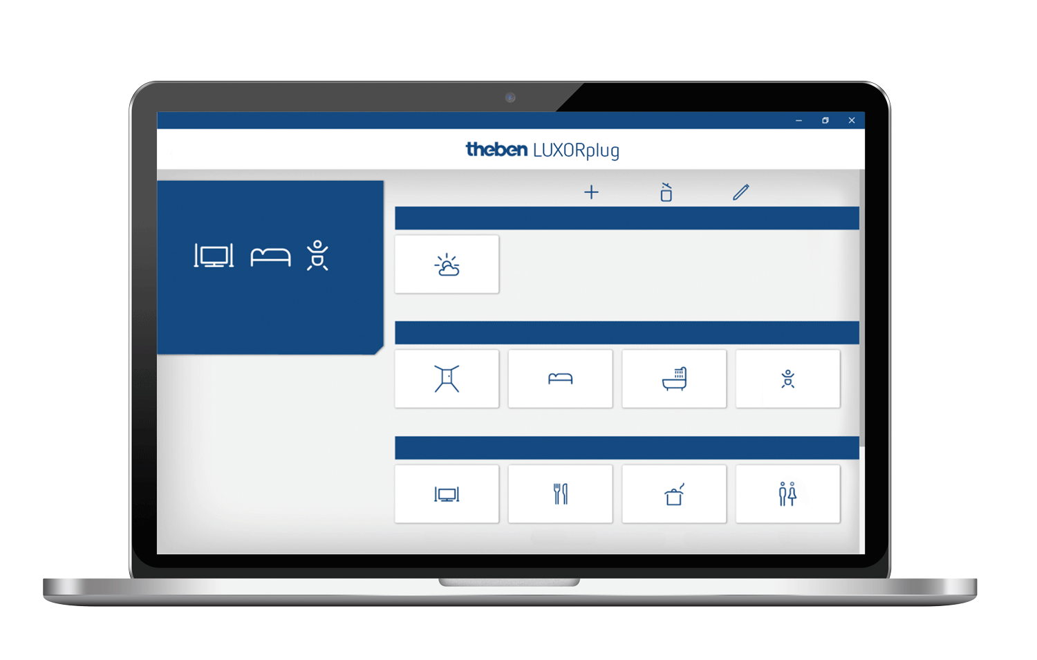 LUXORplug-Software mit Gateway-Verwaltung auf einem Laptop